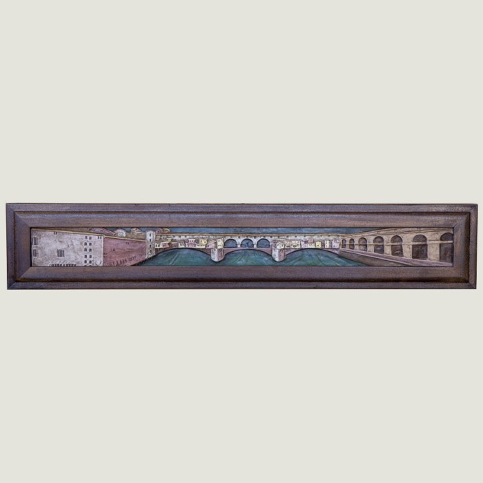 Panel Ponte Vecchio with Colored Patinated Ceramic Frame